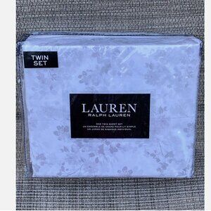 Lauren Ralph Lauren Tan White Floral 100% Cotton TWIN Sheet Set 3pc